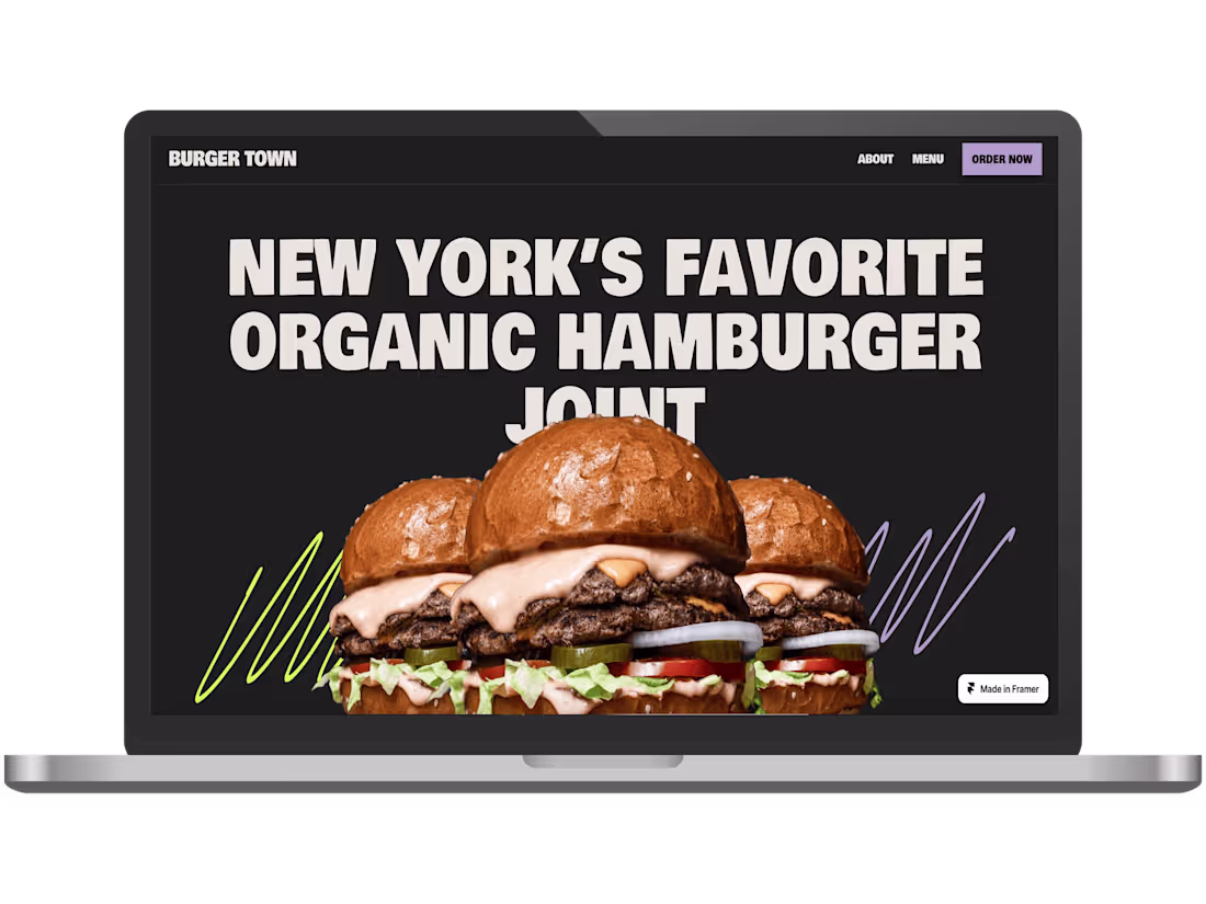 Cover image for Burger Town - A Juicy Digital Experience Built on Framer
