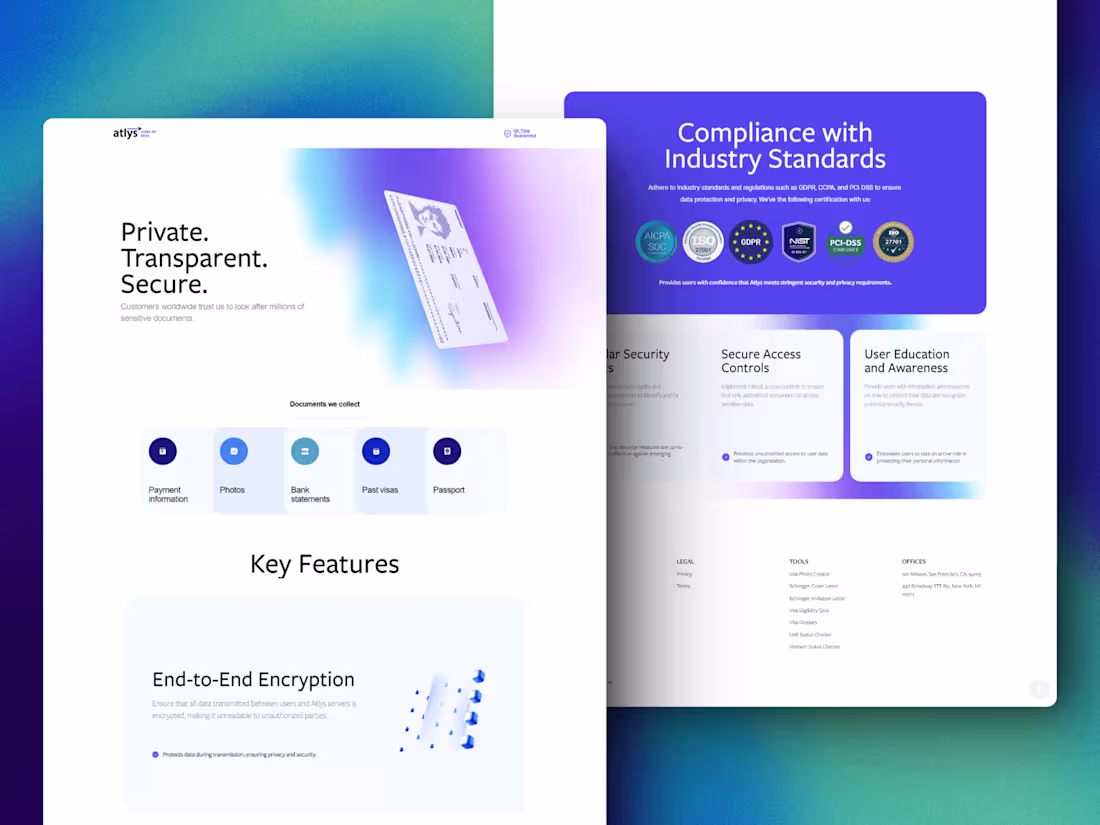 Cover image for Developed the website security page for atlys.com in Framer