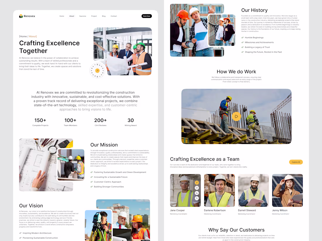 Cover image for Construction Company Website – About Us Page Design The Cons...