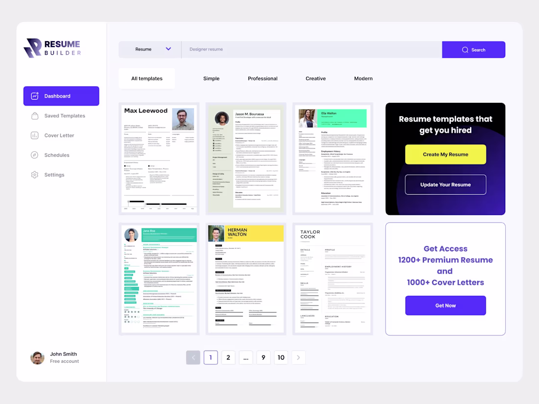 Cover image for Resume Builder SAAS Design