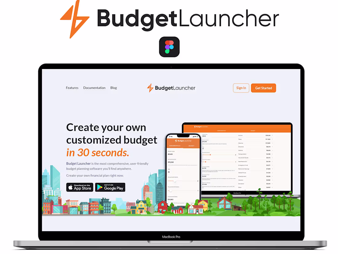 Cover image for Promote budget-building app with a clean, modern website.