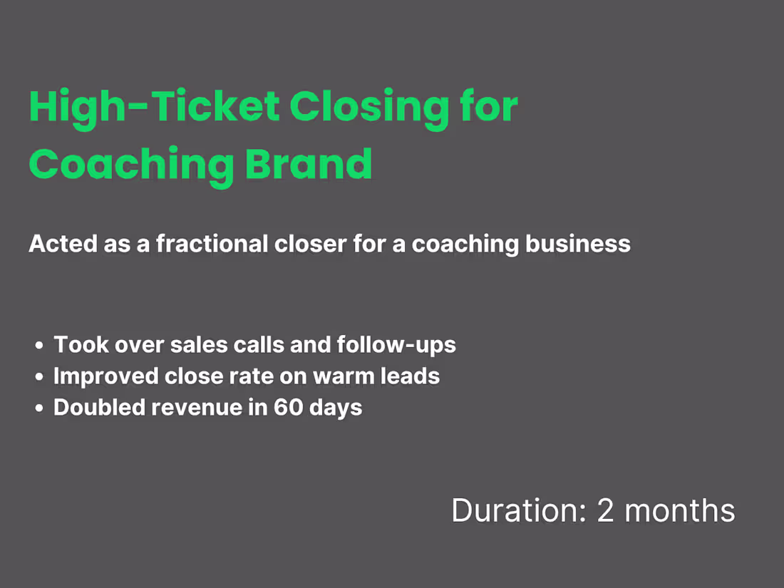 Cover image for Fractional Closing for High-Ticket Coaching