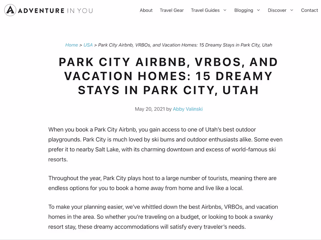 Cover image for 15 Dreamy Stays in Park City - Adventure in You