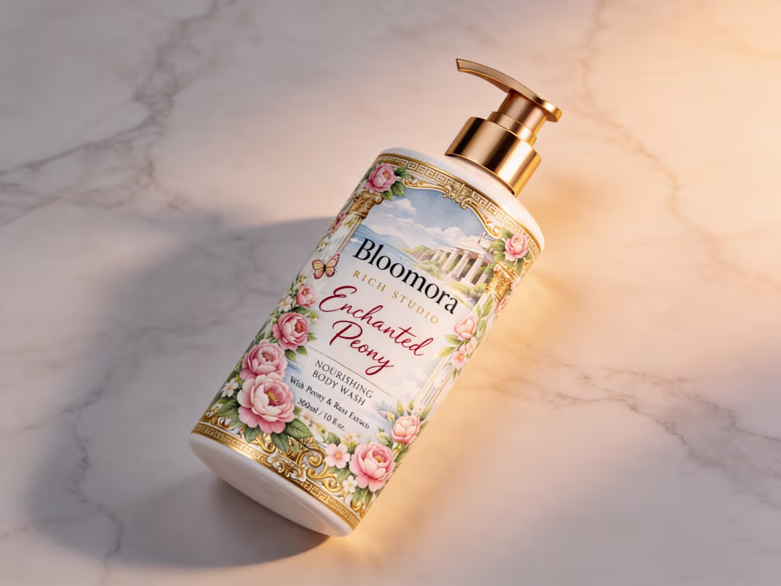 Cover image for Luxury Floral Body Wash Bottle