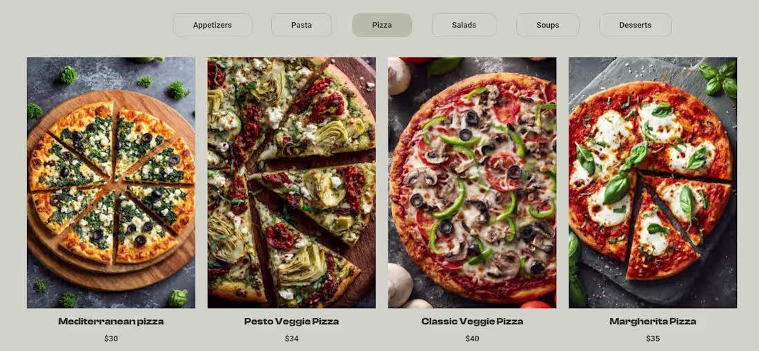 Cover image for Pizza selection section of restaurant