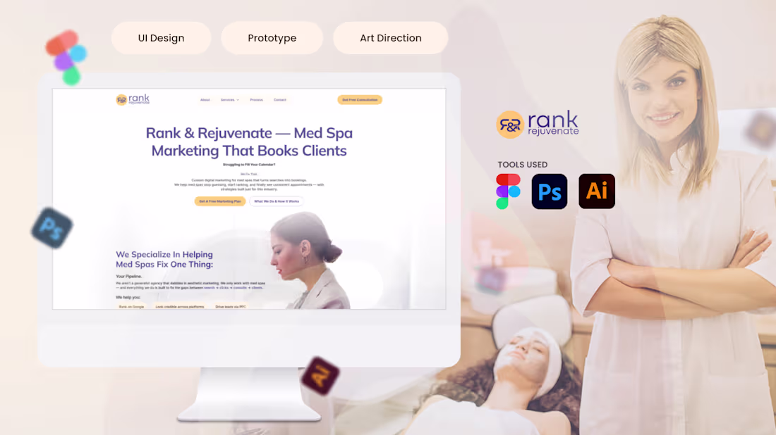 Cover image for Custom UI/UX Design for MedSpa Marketing Agency