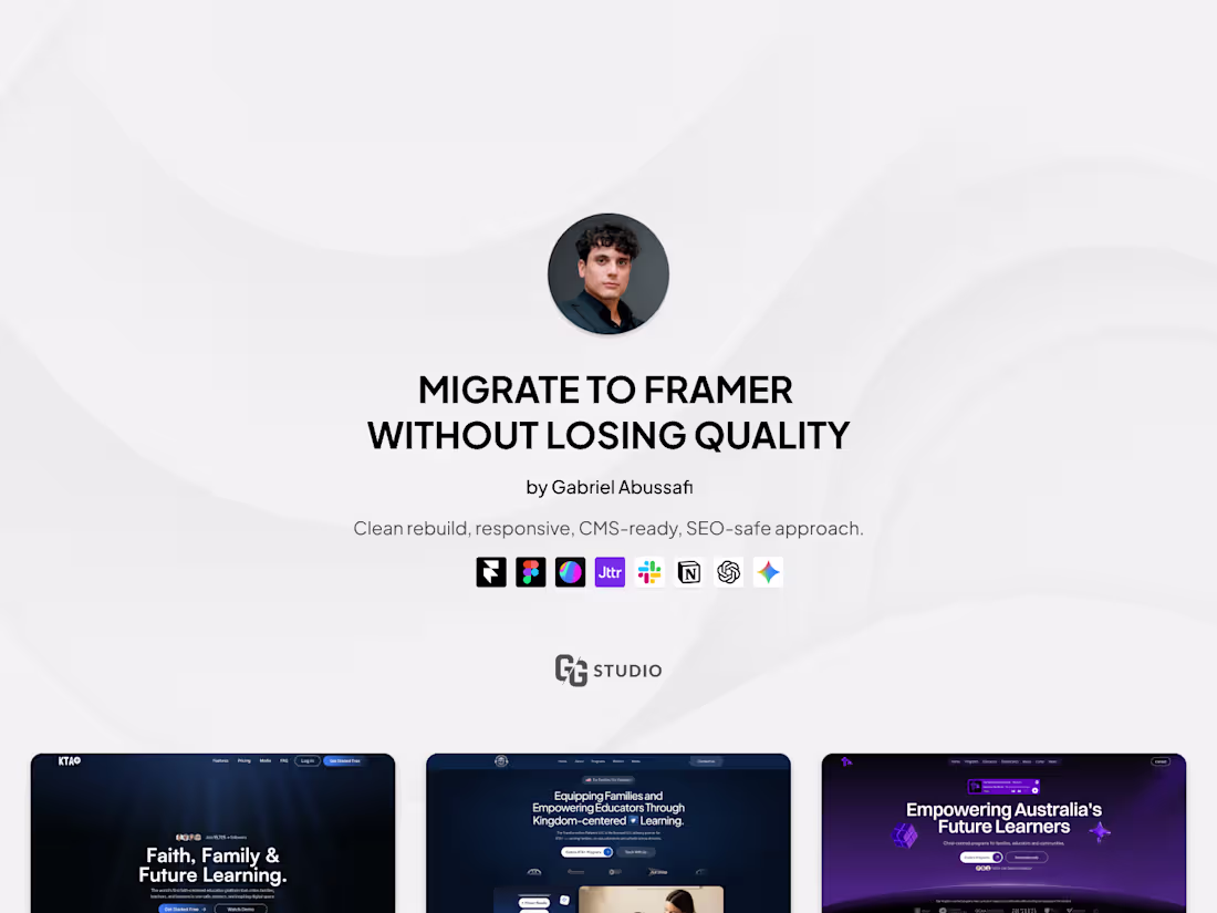 Cover image for Framer Migration (Webflow / WordPress / Custom → Framer)