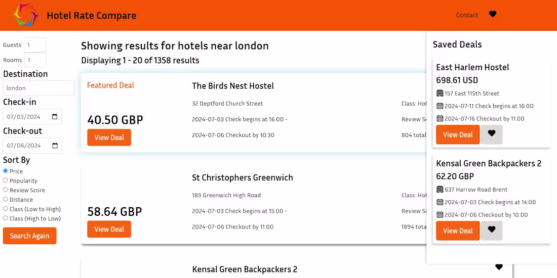 Cover image for Travel Comparison Web App