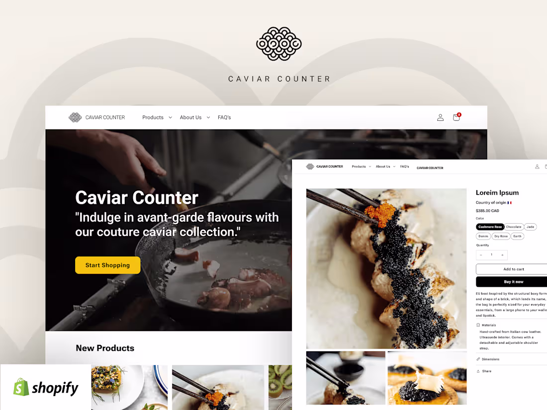 Cover image for Caviar Counter Shopify e-commerce 🇮🇹
