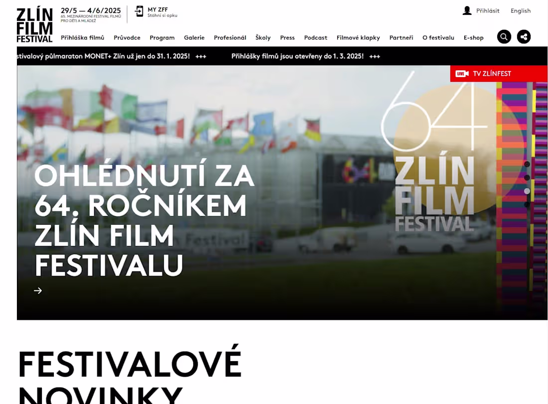 Cover image for Web design for the Zlín Film Festival