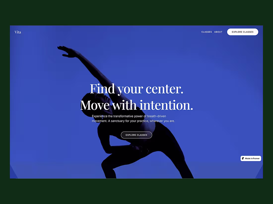Cover image for Modern Yoga Studio Website Design for Vita