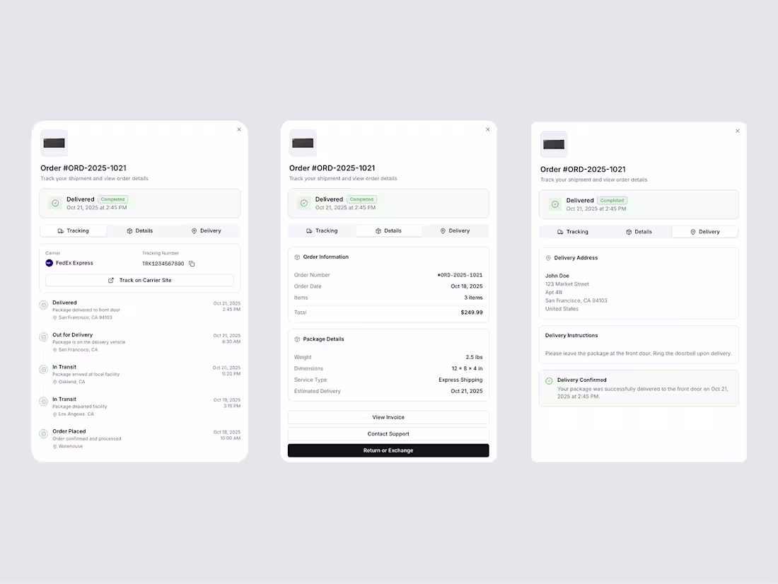 Cover image for Shipment Tracking dialog component ✨