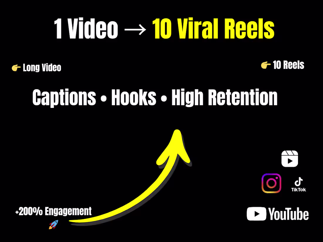 Cover image for I will turn your videos into 10 viral short-form clips