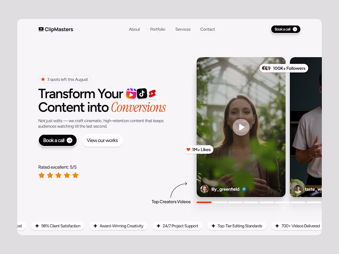 Cover image for Video Editing Agency - Hero Section ✨