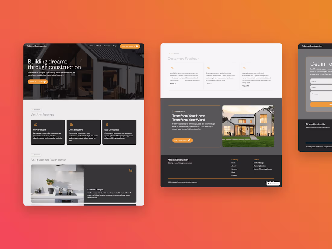 Cover image for Athens Construction - Modern and Responsive Website Design
