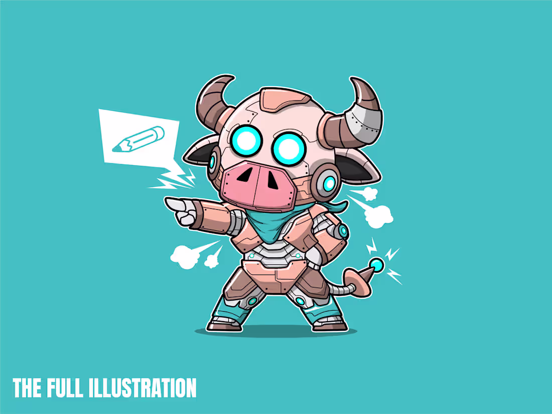 Cover image for Cyber Mecha Bull – Character Illustration