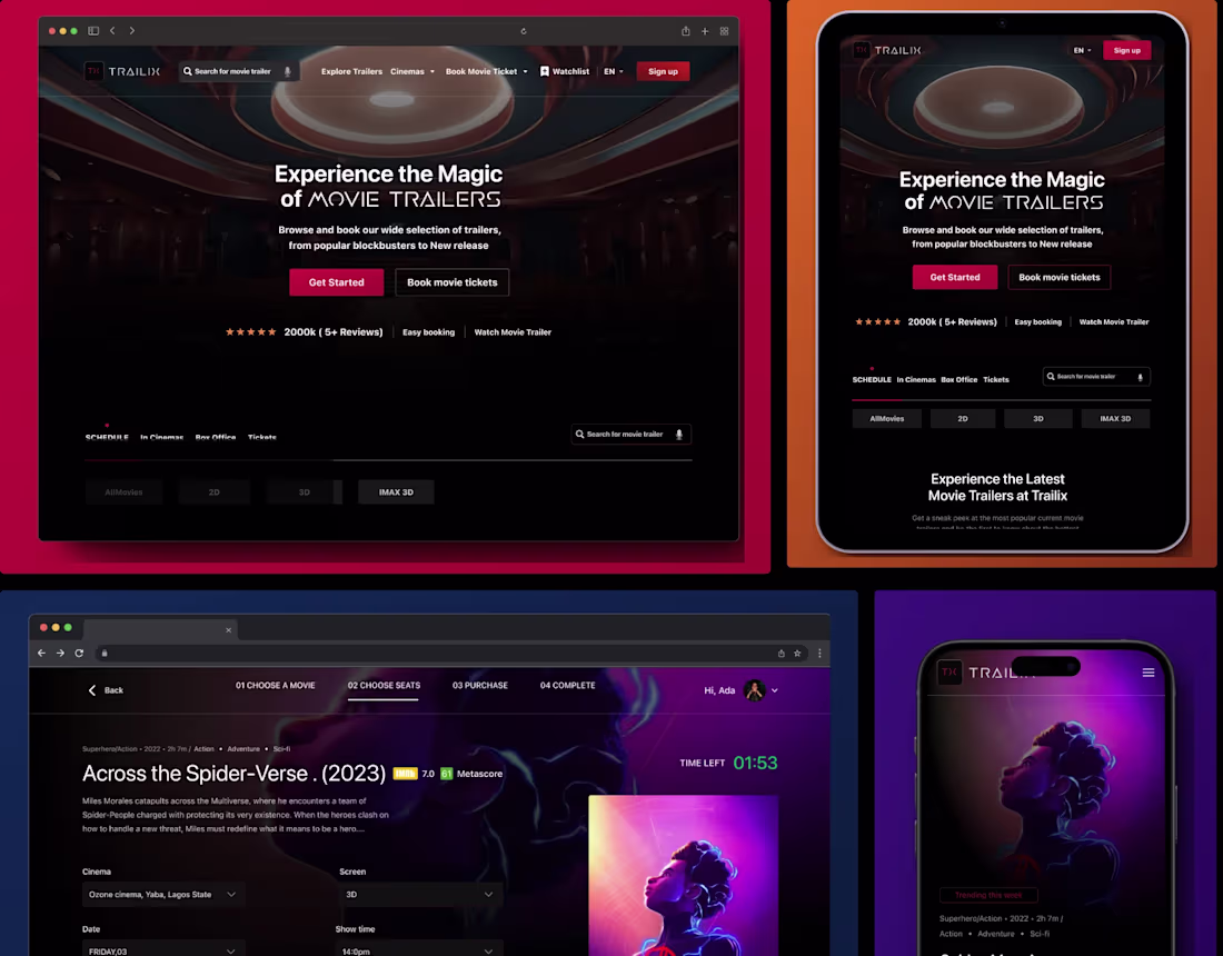 Cover image for Trailix- Movie Trailer,booking website, Case Study