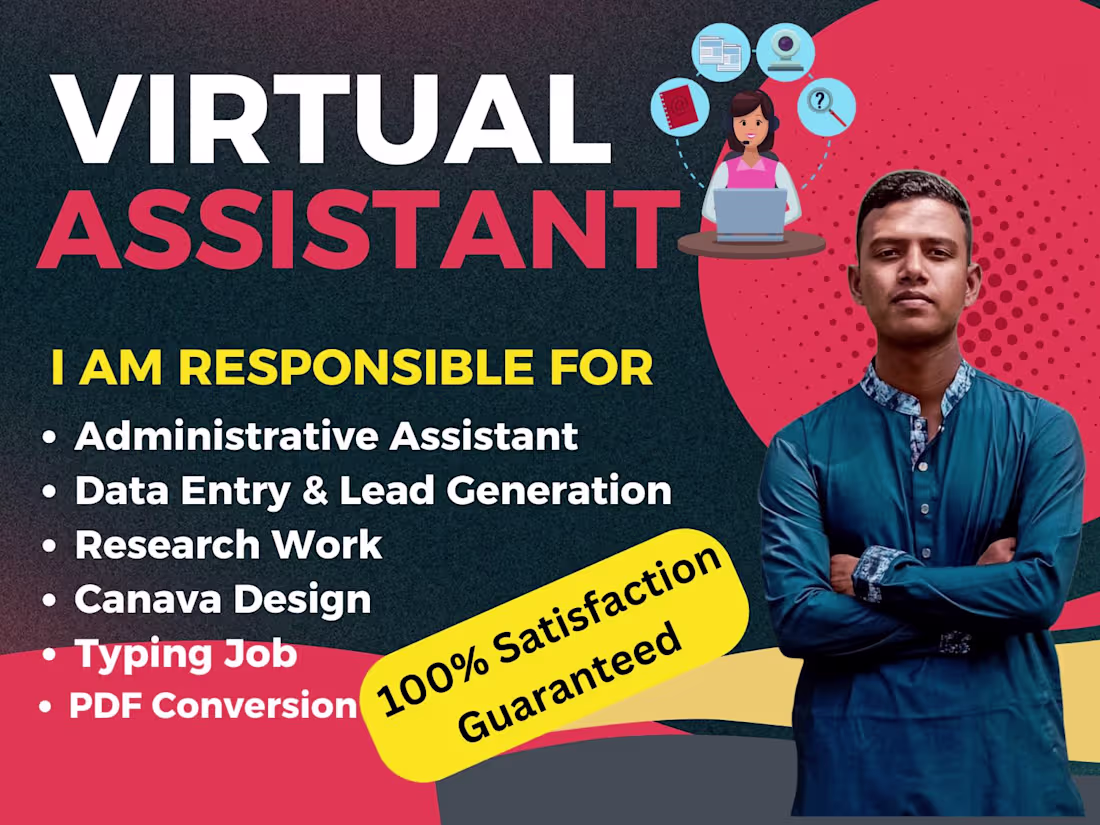 Cover image for I will be your virtual assistant for data entry and web research