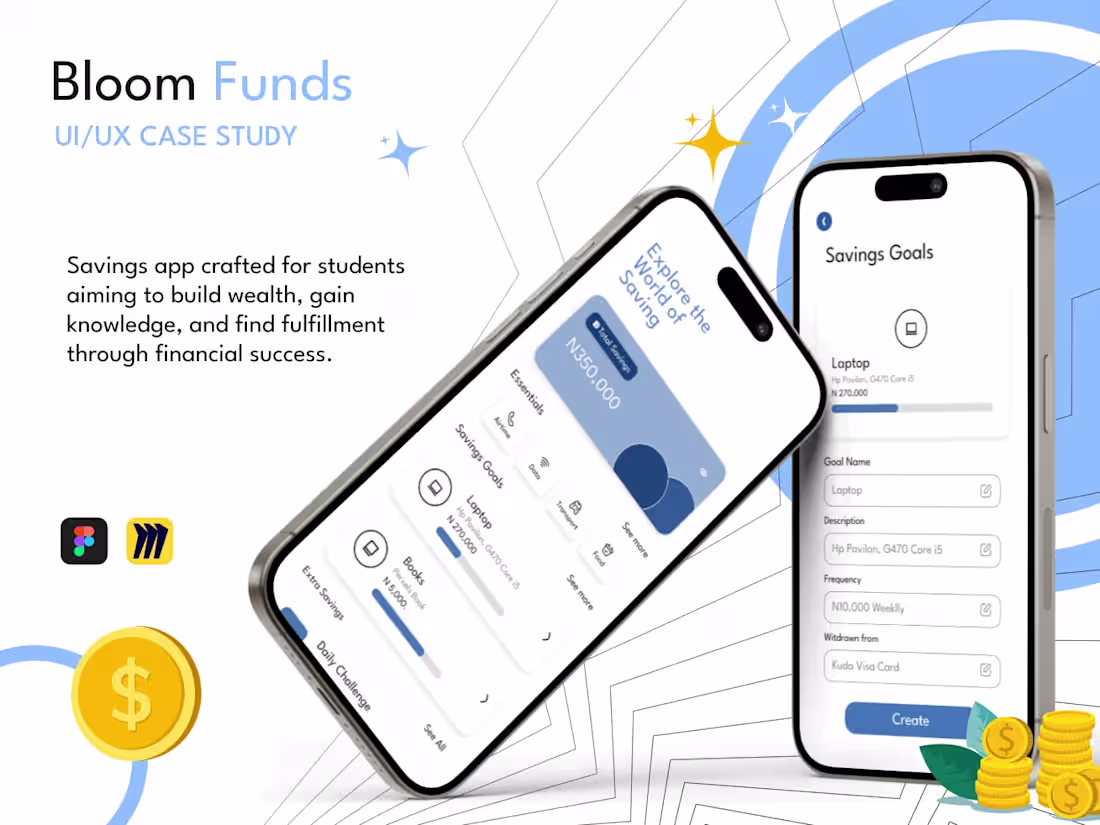 Cover image for Fintech Saving App Bloom Funds: Behance