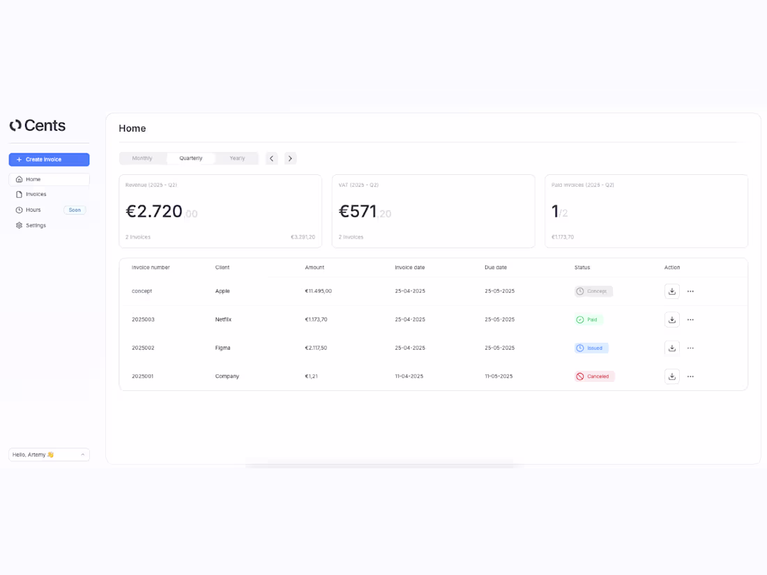 Cover image for Cents - an invoicing app
