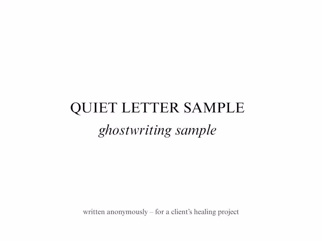 Cover image for Quiet Letter Sample – Ghostwriting for Women’s Brands