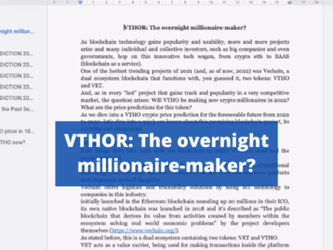 Cover image for 📈VTHO price prediction & a brief VeChain project 101