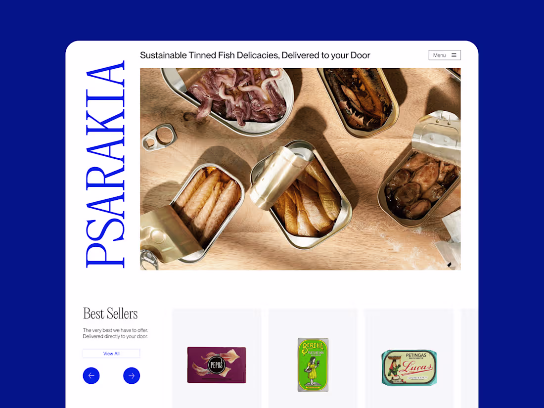 Cover image for Psarakia – Premium Tinned Fish DTC Landing Page