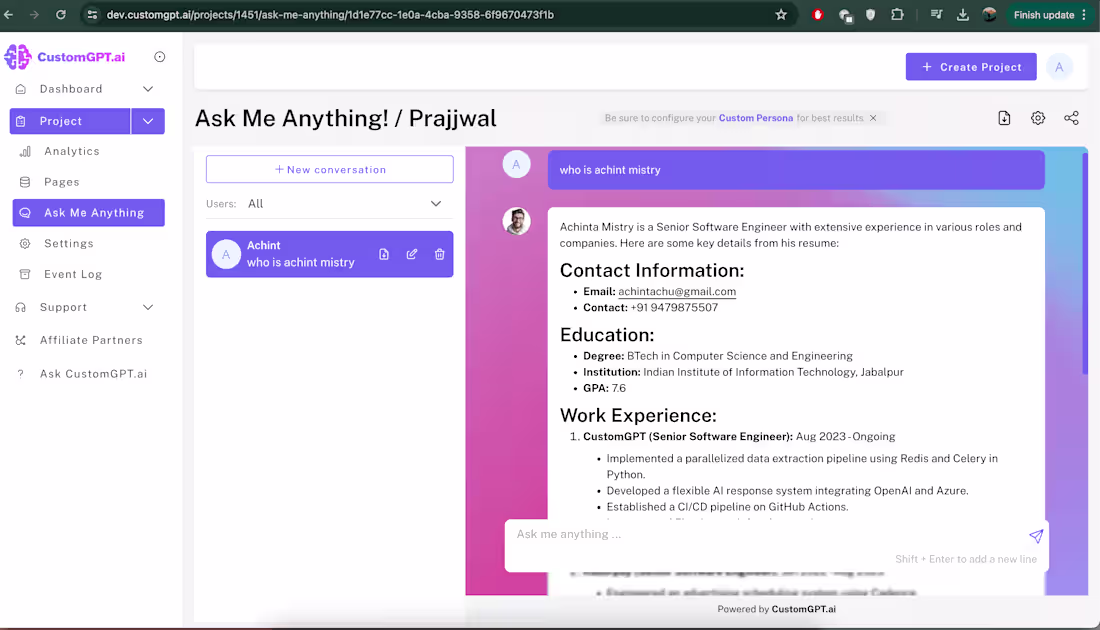 Cover image for Knowledge base Chat Application
