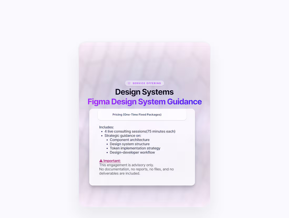 Cover image for Figma Design System Guidance (Pricing One-Time Fixed Packages)