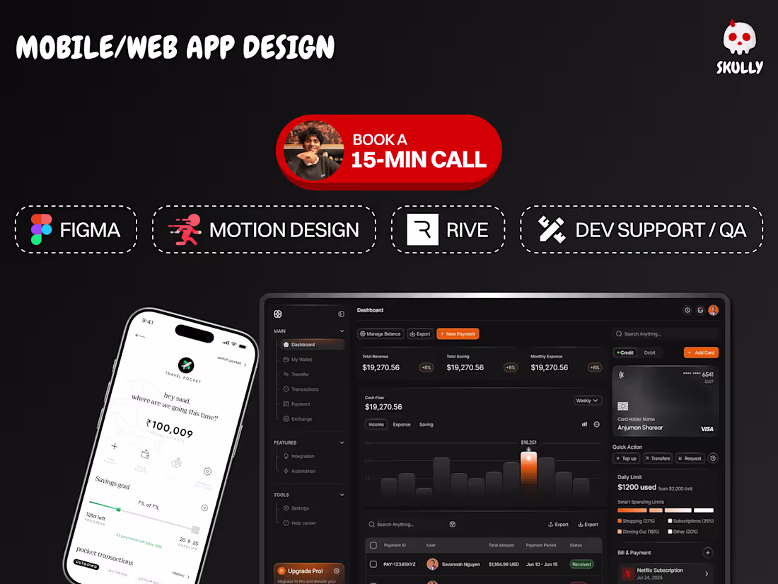 Cover image for Product Design | Motion Design with development support/QA