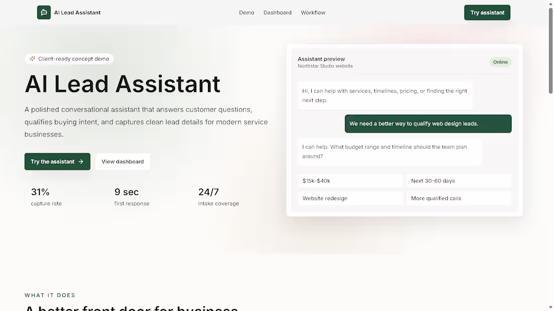 Cover image for AI Lead Assistant — Conversational Product Interface