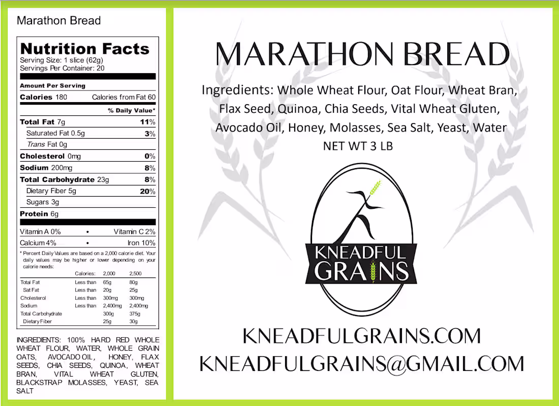 Cover image for Nutrition Label for a Bread