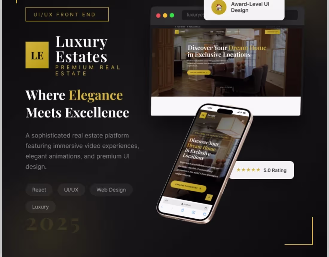 Cover image for Luxury Real Estate Website Design - React.js