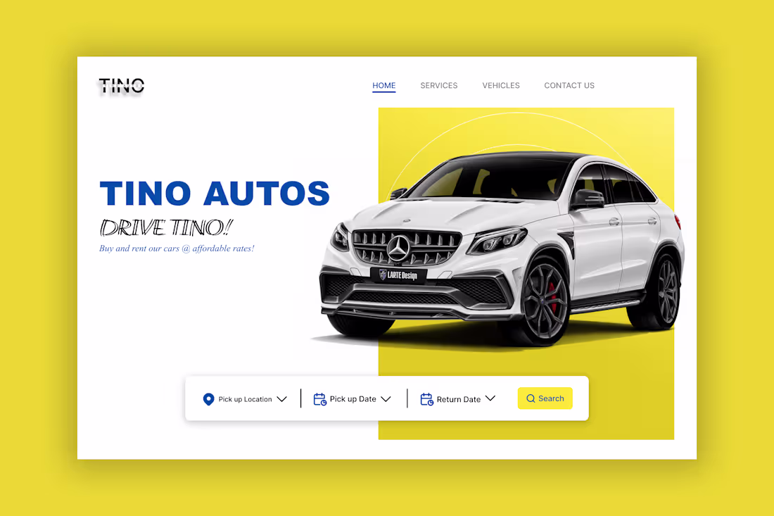 Cover image for CAR RENTAL WEBSITE LANDING PAGE
