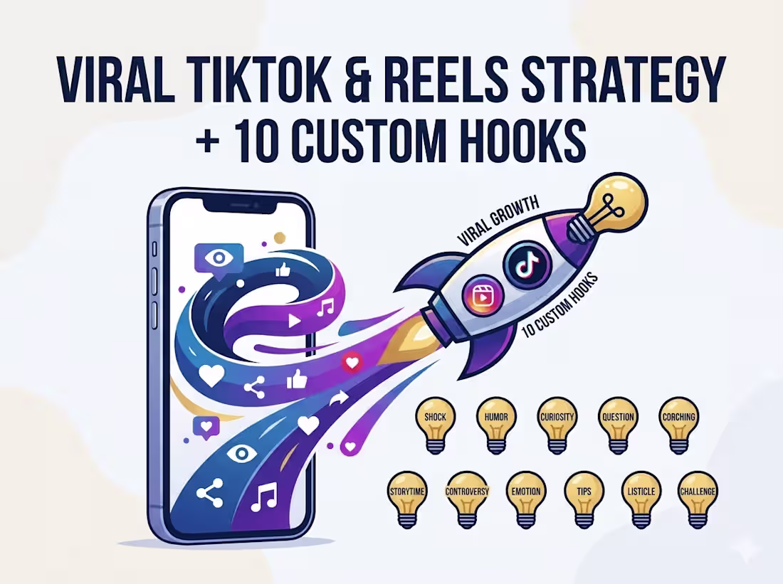 Cover image for Viral TikTok & Reels Strategy + 10 Custom Hooks