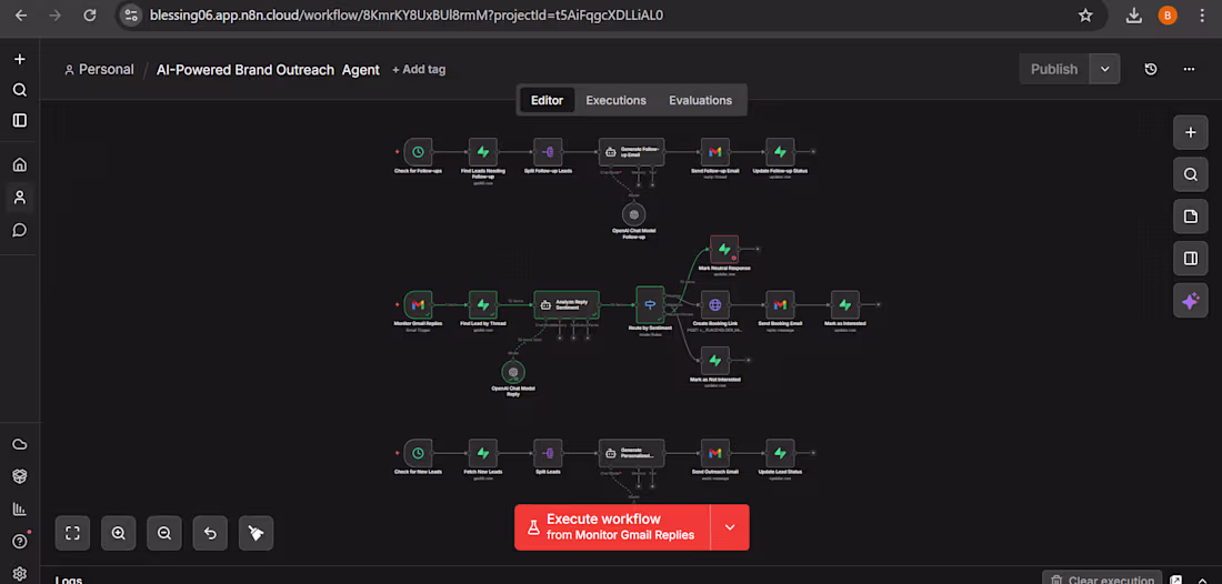Cover image for AI-Powered Outreach Automation (n8n)
Built a
