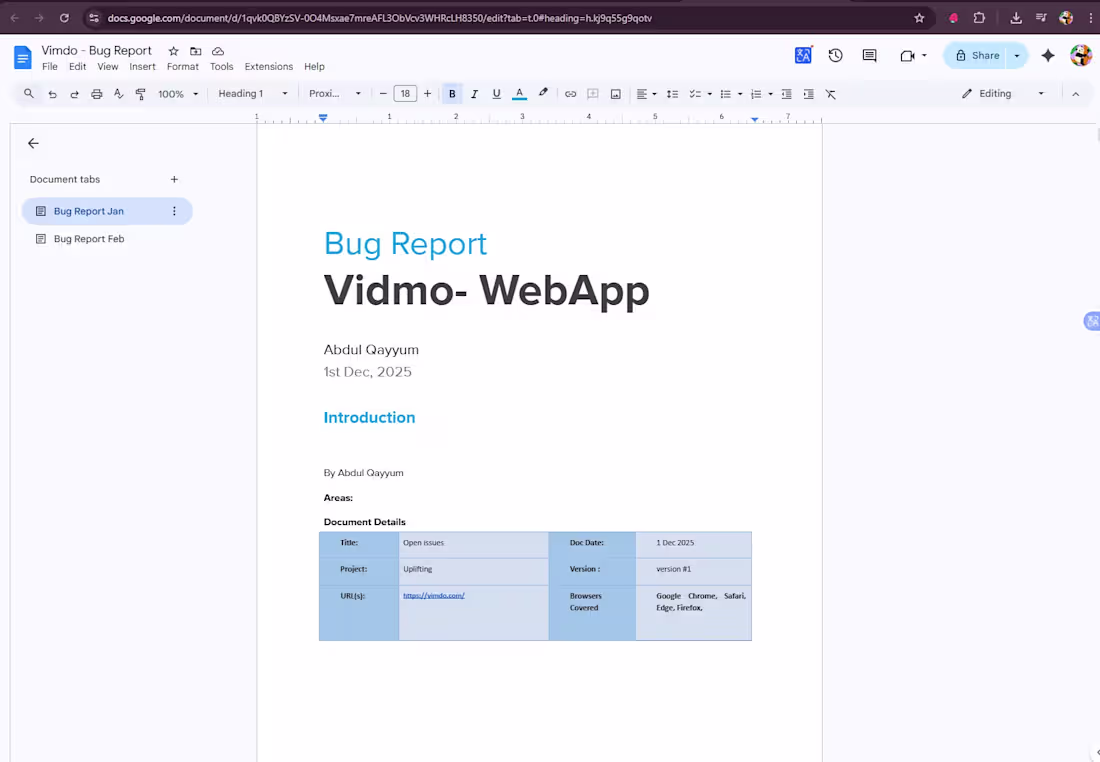 Cover image for Project Name: Vimdo
Role: QA /