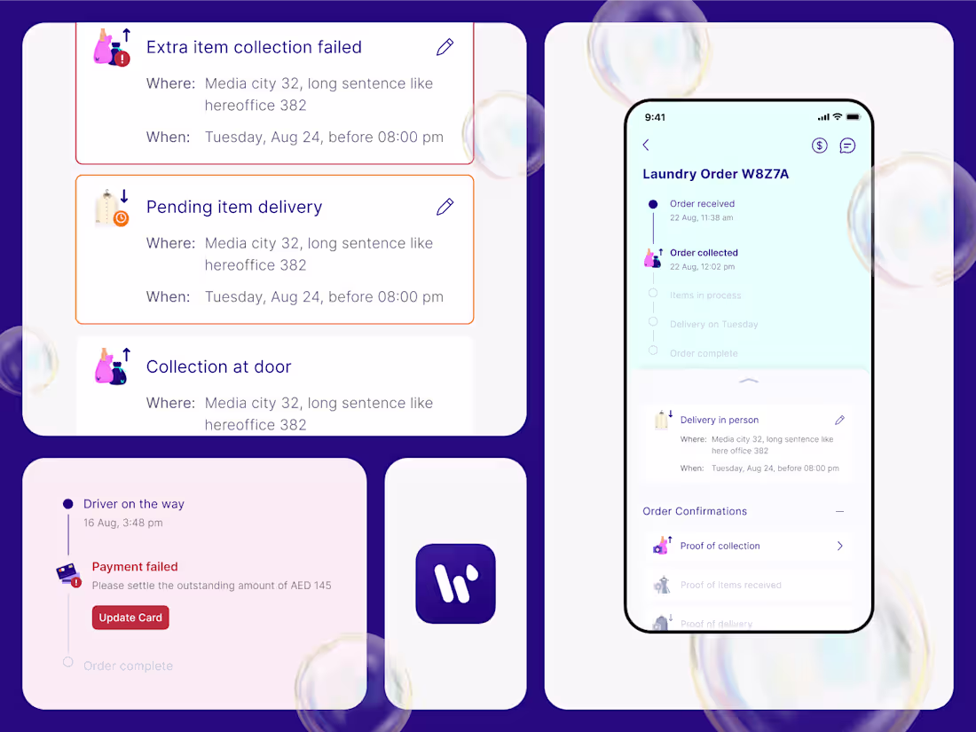 Cover image for Order details page revamp for a laundry on-demand app