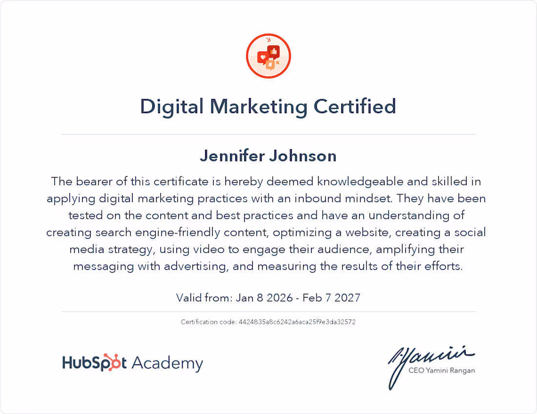 Cover image for HubSpot Social Media Certified