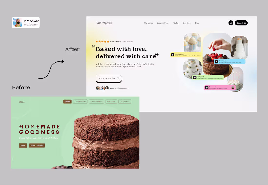 Cover image for Before Vs After - Online Bake Shop Hero Section Design
