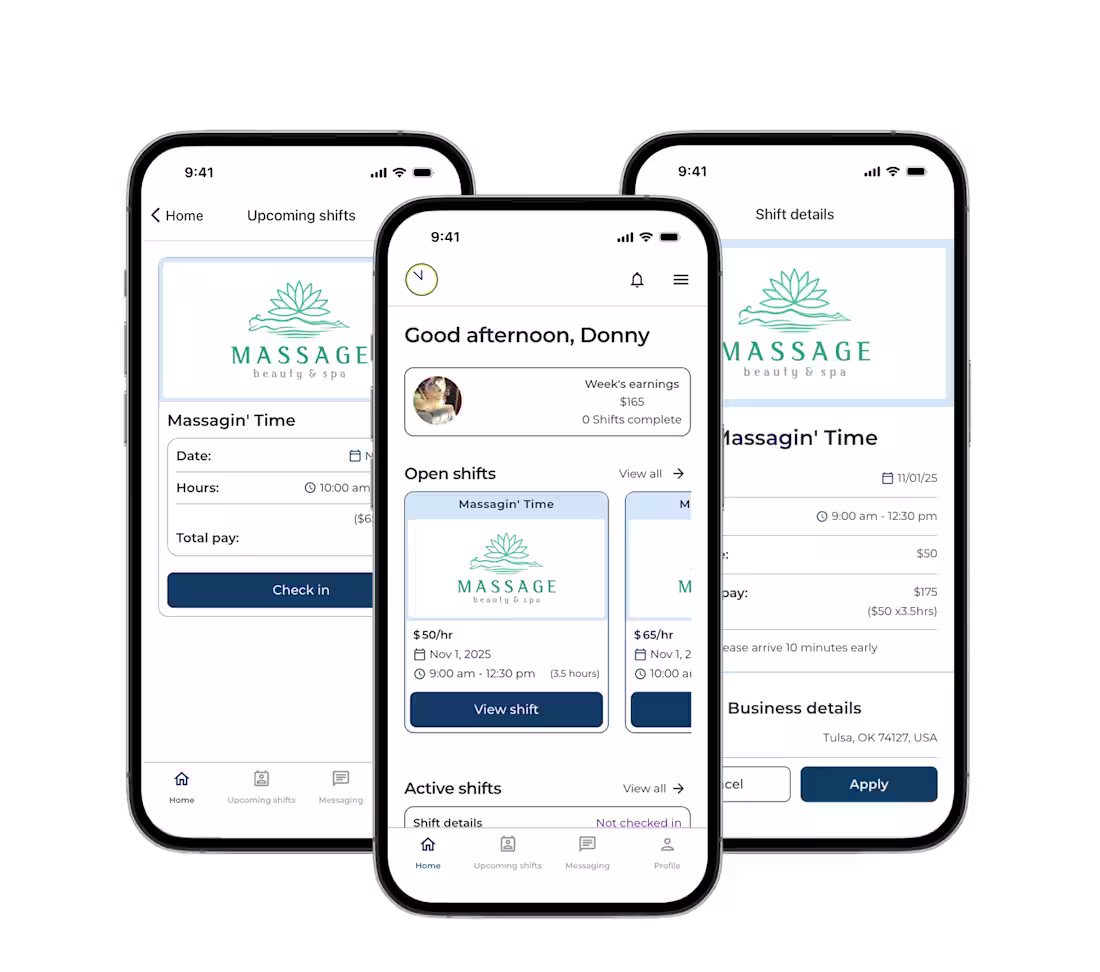 Cover image for Mobile Staffing Platform for Massage Industry: Ongoing project