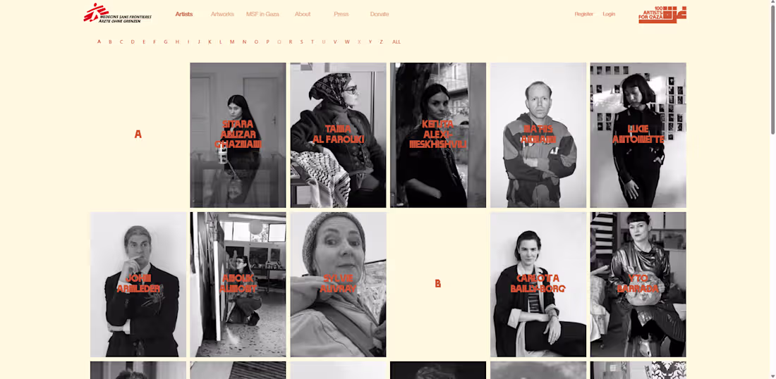 Cover image for 100 Artist for Gaza -  A Digital Charity Auction