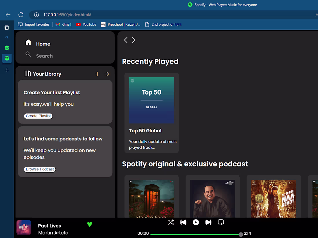 Cover image for Spotify Clone