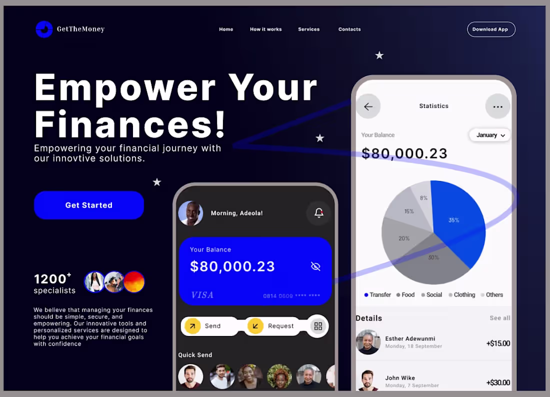 Cover image for GetTheMoney- Fintech Landing Page