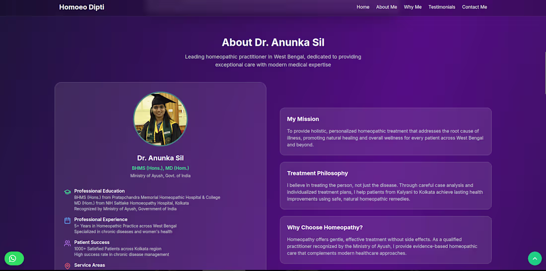 Cover image for Website Development for Homeo Dipti