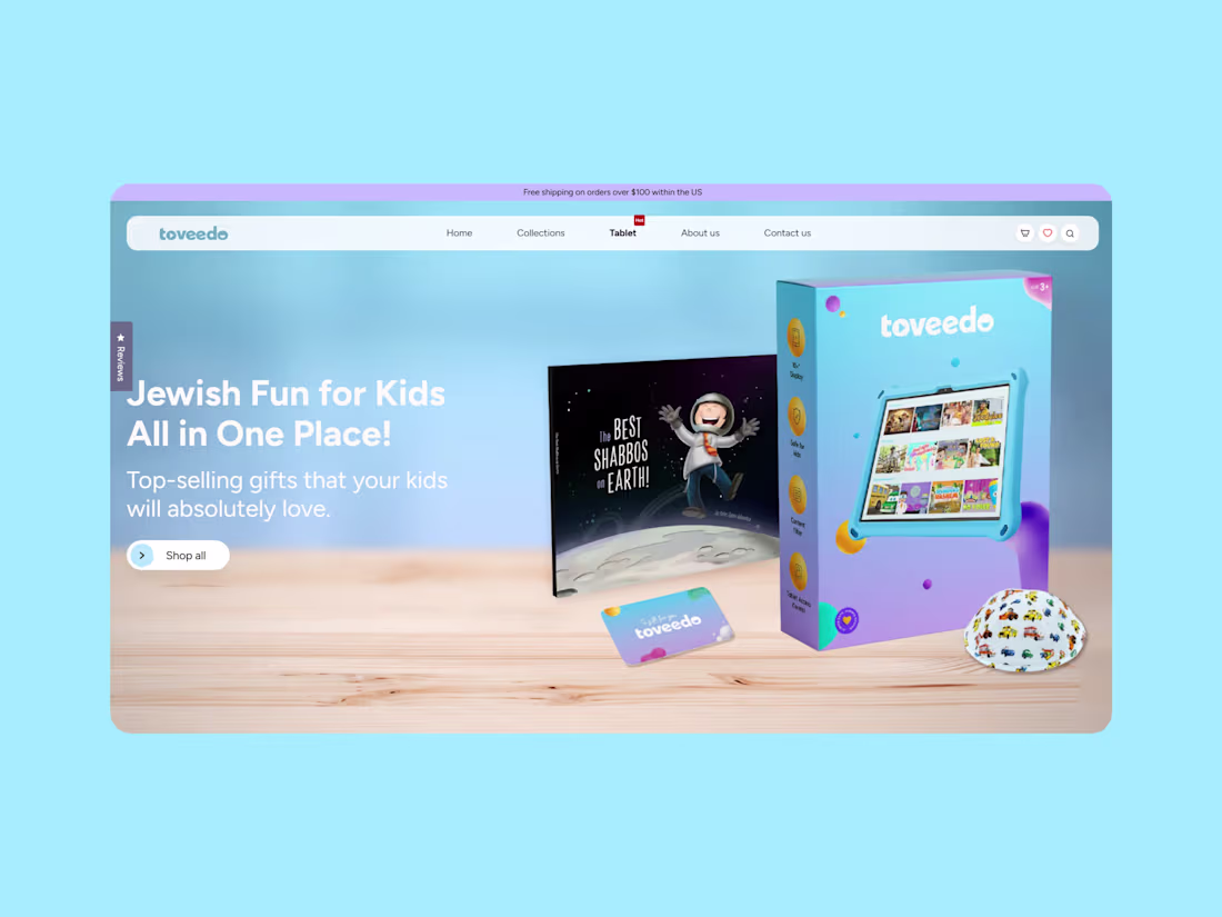 Cover image for Toveedo Shop – Custom Shopify Website for Kids Entertainment 