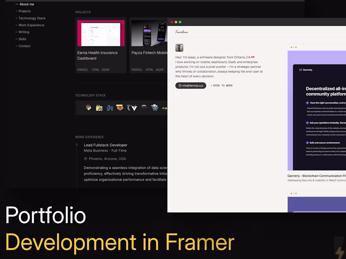 Cover image for Portfolio Development In Framer