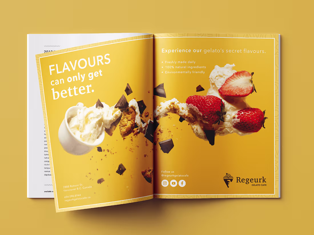 Cover image for Regeurk Gelato Cafe - Brand Identity / Print / Advertising