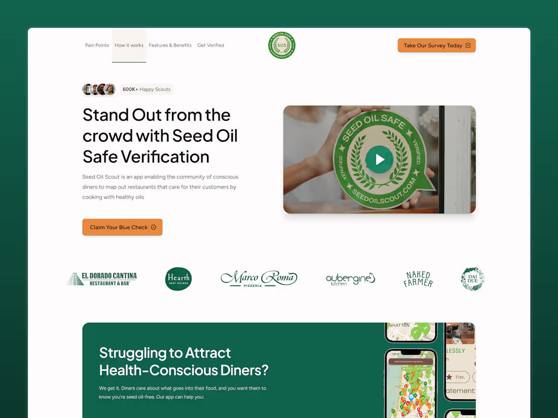 Cover image for Seed Oil Scout - Restaurant Landing Page