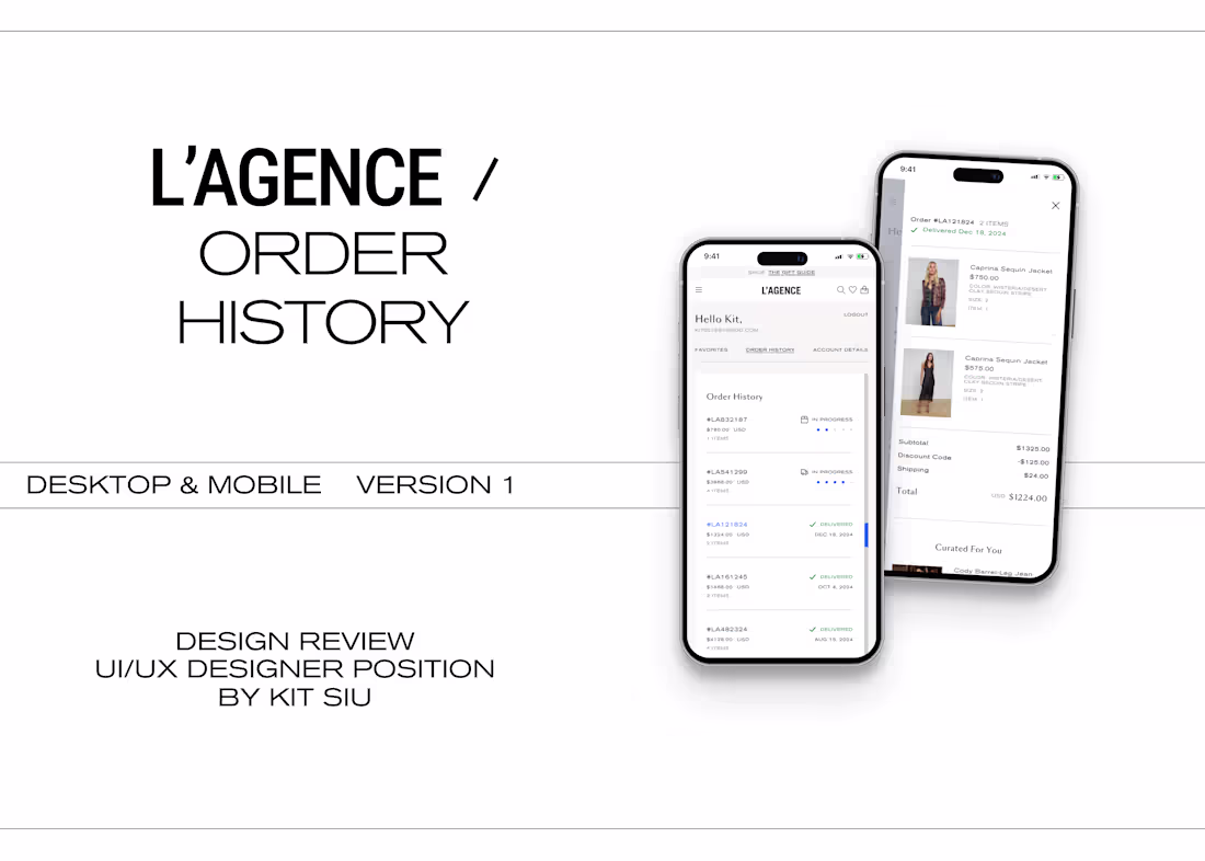 Cover image for L’AGENCE Account Page Redesign – UX/UI Case Study